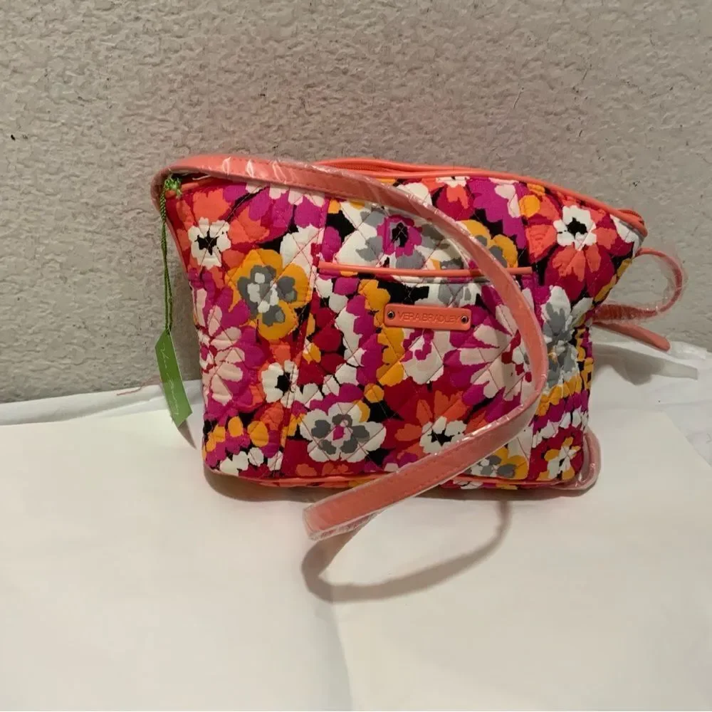 New Vera Bradley Pixie Blooms Shoulder Bag curvy crossbody Discontinued